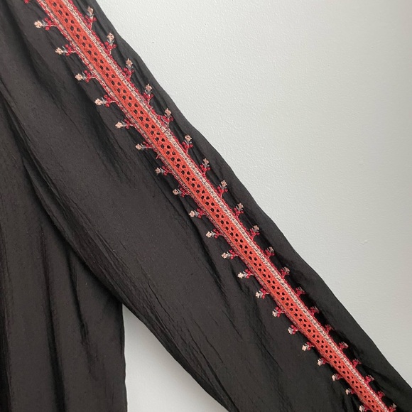 Zara Premium Floral Embroidered Button Down Boho Top Blouse Ruffled M - Picture 7 of 11